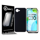 Capinha  Veludo Para Realme C30 6.5 + Pelic. Vidro 3d Full