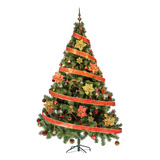 Arbol Navidad Tronador Lujo 2,10mts + Kit 60 Deco Rojo Oro