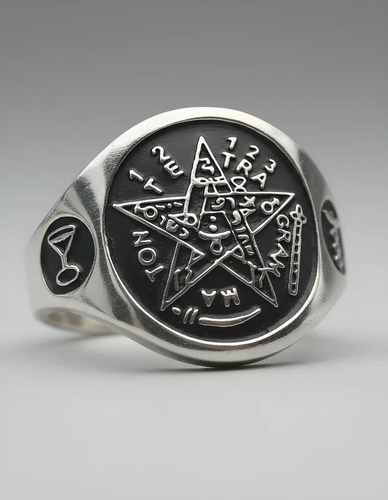 Anillo Tetragrámaton Salomón Estrella David Moneda Plata 925