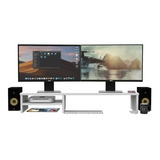 Base Elevada Para Dois Monitor Home Office 90 Cm Mdf Branco