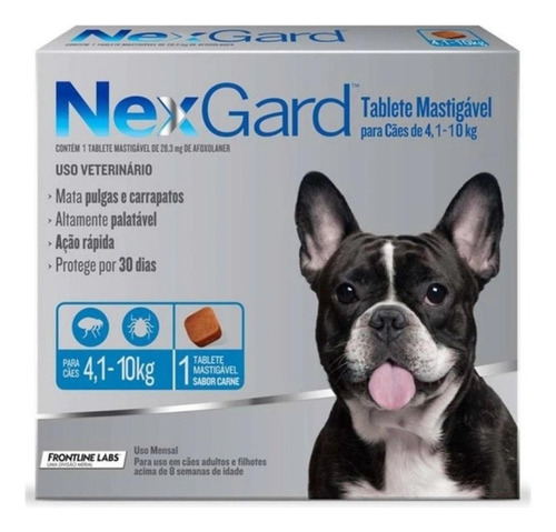 Antipulgas E Carrapatos Nexgard 28,3 Mg Para Cães De 4,1 A 1