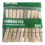 Pinzas Chica Para Ropa Bambú 20 Piezas Ecológica Ecofriendly