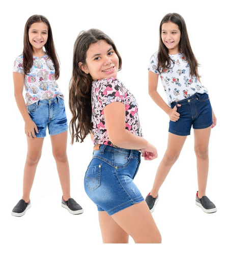 Combo 2 Shorts Jeans Menina Moda Blogueirinha Teen Atacado