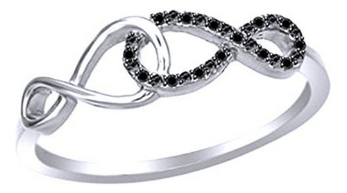 Anillo Infinito Zona Joya De Ee.uu. Negro Natural Del Diaman