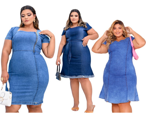 Kit 3 Vestido Moda Maior Plus Size Comportado Crente Barato