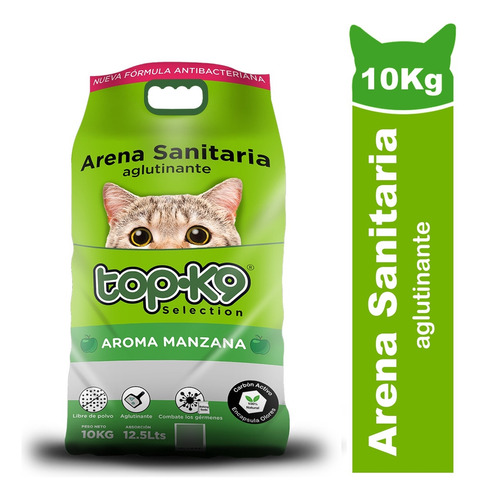 Arena Antibacterial Aglutinante Topk9 10kg Manzana