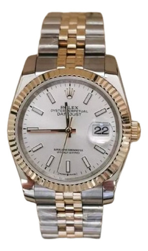 Relogio Rolex Datejust 36mm Base Eta Prata/dourado Com Caixa