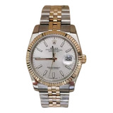 Relogio Rolex Datejust 36mm Base Eta Prata/dourado Com Caixa