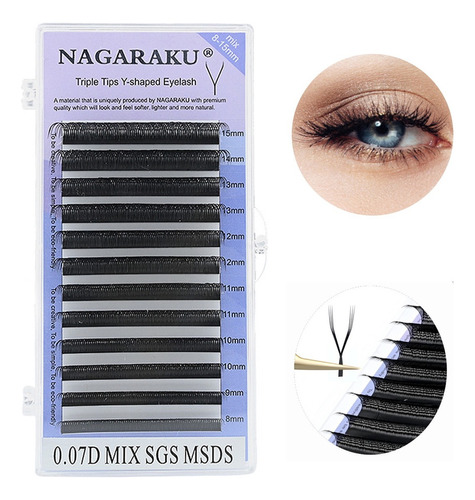 Nagaraku® Extensiones Pestañas  Yy  (0.07d Mix 8-14mm)