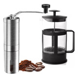 Cafetera Manual Francesa Embolo 600ml + Molinillo Electrico