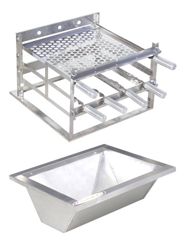 Kit Braseiro 48x50 Com Grill Manual 4 Espetos 100% Inox