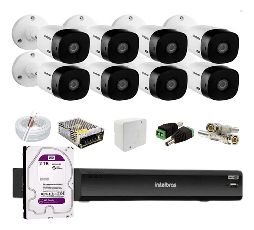 Kit Intelbras 8 Vhl 1220b Fullhd, Dvr 8ch Imhdx 3008, C/2tb 