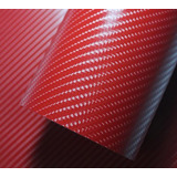 Envelopamento Automotivo Adesivo Carbono Vermelho 4d 1mx50cm