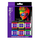 Tinta Facial Neon Color Make Liquida Com 06 Cores + Pincel