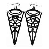 Aretes Góticos Plateados Pentagrama Vampiro Acero Inox 