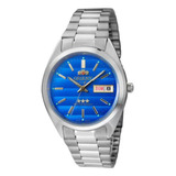 Relógio Orient Masculino Automático Prata 469wa3f-a1sx Bisel Prateado Fundo Azul