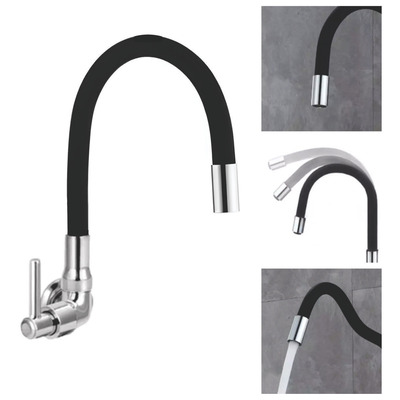 Torneira Para Tanque Jardim Cozinha Flexivel Monocomando De Parede Fria Alt-01 Via Flix Base Cromado
