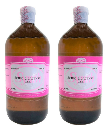 02 Frascos Ácido Lactico Latico Usp Purissimo 1000ml