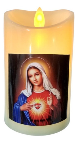 Religioso Virgen María  Jesús Vela Eléctrica Led 7.5x12 Cm 
