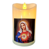 Religioso Virgen María  Jesús Vela Eléctrica Led 7.5x12 Cm 