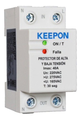 Protector De Tension keepon 40a Monofasico Riel Din