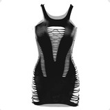 Sexy Lenceria Vestido Babydoll Negro Spandex Ajustable Mujer