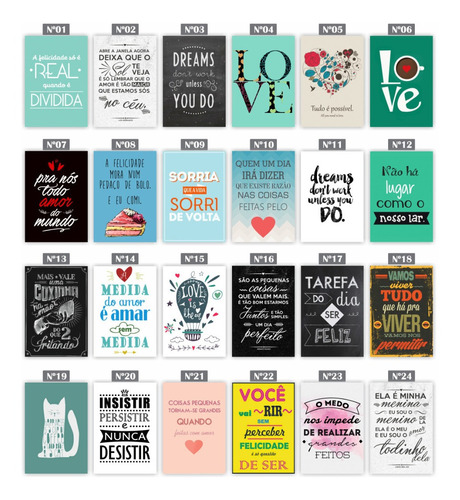 Quadros Decorativos Frases Retro Vintage 20x30 Kit Com 5