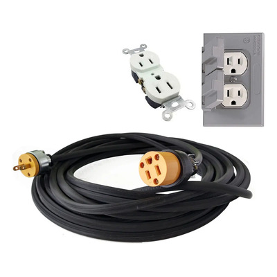 Combo 30m Extensión Uso Rudo 2x12 Y Contacto Para Exteriores Color Negro | Envío gratis