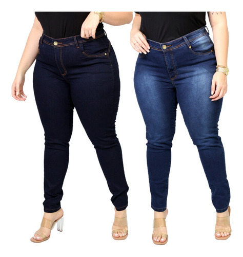 Kit 2 Calça Jeans Femininas Plus Size Com Lycra Promoção