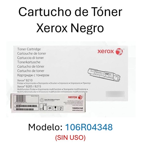  Tóner Xerox 106r04348 Negro, 3000 Páginas B210, B205, B215