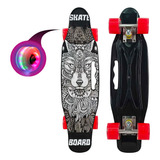 Skate Penny Carving Patineta Wolf Black Ruedas Led Niños