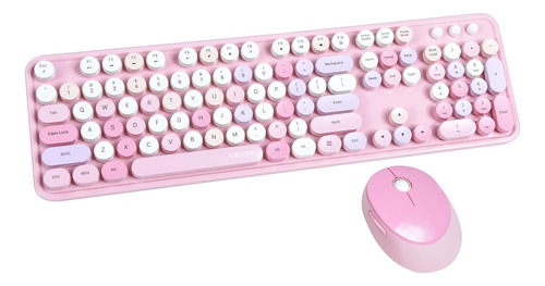 Teclado Inalámbrico C/mouse Ubotie , 2.4ghz Rosa Multicolor