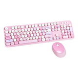 Teclado Inalámbrico C/mouse Ubotie , 2.4ghz Rosa Multicolor