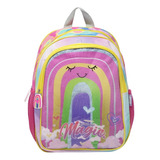 Mochila Escolar Niñas Nena Colegio Reforzada Jardin Arcoiris Color Rosa