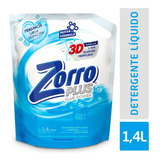 Detergente Jabón Líquido Ropa Zorro Plus Blue Power 1,4 Lt