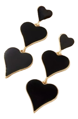 Aretes Largos Con Corazón A Capas