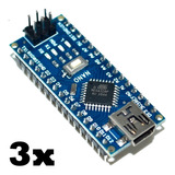 Kit 3x Placa Nano V3 C/pinos Soldados Atmega326 Para Arduino