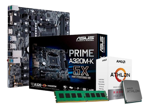 Combo Actualización Amd Athlon 3000g  + A320m Am4 + 8gb Ddr4