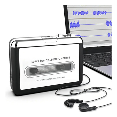 Reproductor De Cassette Grabadora Y Convertidor De Cinta A Mp3 Usb 2 X Aa Alimentado Por Batería Reproductor De Casete Transparente | Envío gratis