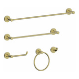 Set De 5 Accesorios Para Baño Dorado Cepillado Derengge -82