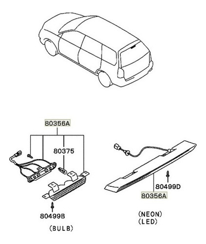 Tercer Stop Original Mitsubishi Space Wagon Ao 1999-2003 Foto 3