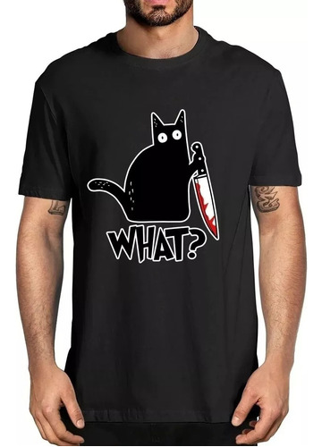 Camisa Camiseta Gato Cat Assasino Faca Gato Preto What?