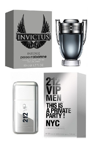 Perfume Duo 212 Vip Men 50ml Herrera + Invictus 50ml Rabanne
