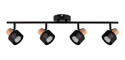 Aplique 4 Luces Negro Madera Vintage Apto Led Gu10 U1114 Mks