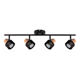 Aplique 4 Luces Negro Madera Vintage Apto Led Gu10 U1114 Mks