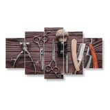 Quadro Decorativo Mosaico 5 Peças Barbeiro Corte Barba 3mm