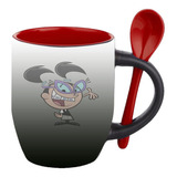 Mug Magico Con Cuchara Dibujos Animados   R36