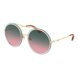 Gucci Gg0061s 022 Round Double Bridge Rosa Dorado