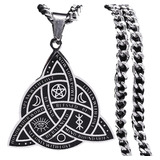 Collar Nudo Celta Vikingo Amor Amuleto Bruja Luna Runas De Odin Wicca Hombre Mujer Trisquel En Acero Inoxidable Protección Esotérico Irlandés Brujería 1 Pieza Tender Lihome