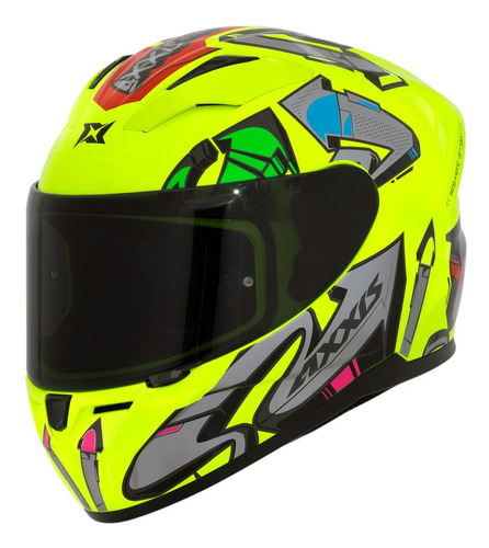 Capacete Masculino Axxis Segment Arrows Amarelo Moto Fechado